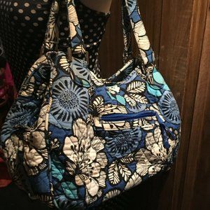 VERA BRADLEY blue multi floral shoulder hand tote